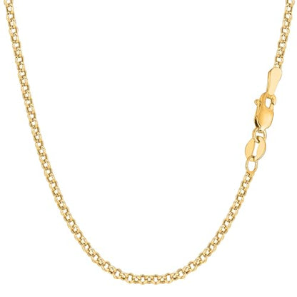 Jewelry Affairs 14k Yellow Gold Round Rolo Link Chain Necklace, 2.3mm - size: 16