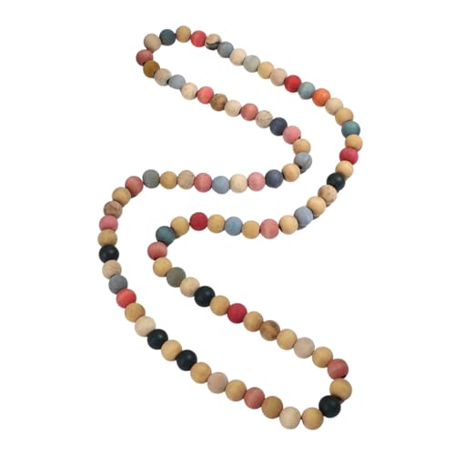 COLORFUL BLING 8MM Natural Wood Bead Necklace Africa Wooden Chain Statement Unisex Chunky Strand Necklaces Hip Hop Jewelry - color: mix