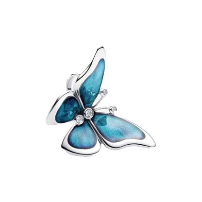 925 Sterling Silver Charms Pendants Mom Heart Dog koi fish Sea Turtle Football Charms for bracelet Pendants Beads Mom Sister Wife Family, Friends, Birthday gifts - style: Blue butterfly Bead