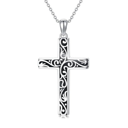 Cross Necklace for Men Women 925 Sterling Silver Cross Pendant Necklace Christian Religious Jewelry Gifts for Anniversary - color: 16-Black Acrylic Cross