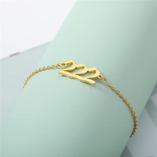PAURO Women's Angel Number Bracelet Ankle Anklet Chain Adjustable | Stainless Steel, Minimalist Numerology Spiritual Statement Jewelry Gift - color: Gold 222, 5.5+2.8inch