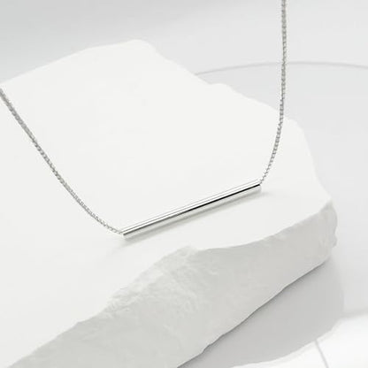 Delicate and Dainty 925 Sterling Silver Tube Bar Necklace for Women Minimalist Balance Necklace Gift for Wife Birthday Present for Girlfriend - size: 20 inches