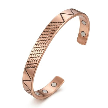 Pure Copper Cuff Bangle Bracelet 100% Solid, Raw & Uncoated Handmade Bracelets Jewelry Cuff Gift Bangle for Women & Men - color: Copper Cb-111