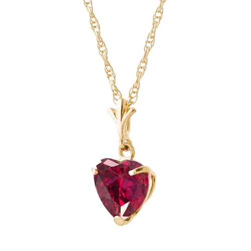 Galaxy Gold GG 14K Yellow Gold 1.45 Carat Natural Ruby Pendant Necklace - July Birthstone - Passion & Protection - 16" to 24" - Fine Jewelry for Women