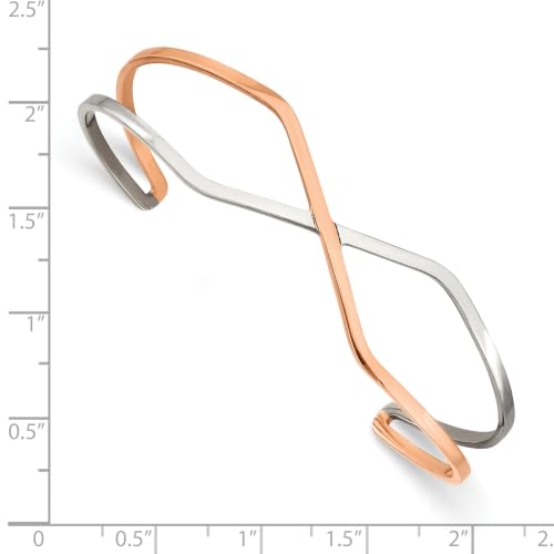 Chisel Polished Rose-Tone Cuff Bangle in Stainless Steel, 15mm