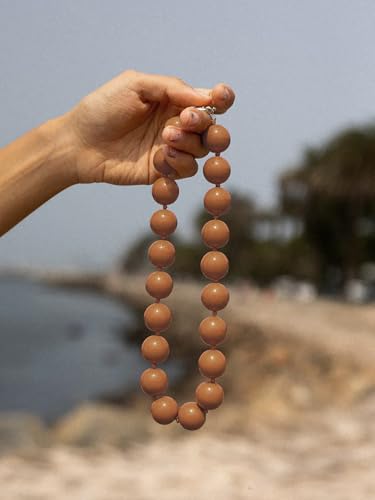 JNF Chunky Beaded Necklaces Women Large Big Ball Bead Choker Necklace Bold Statement Beads jewelry Gift - color: brown beaded