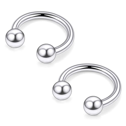 Ruifan 20G 18G 16G 14G 12G Horseshoe Nose Ring Titanium Septum Rings Piercing Jewelry Cartilage Conch Helix Rook Lip Tragus Earring Hoop Eyebrow Retainer For Women Men 6mm 8mm 10mm 12mm 14mm 16mm 19mm - size: Ball: 14G - 8MM