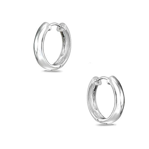 Sterling Silver 16mm Oval Small Hinged Huggie Hoop Earrings, Choose an Option - color: 3x16mm - Silver