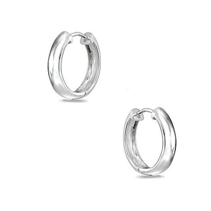 Sterling Silver 16mm Oval Small Hinged Huggie Hoop Earrings, Choose an Option - color: 3x16mm - Silver
