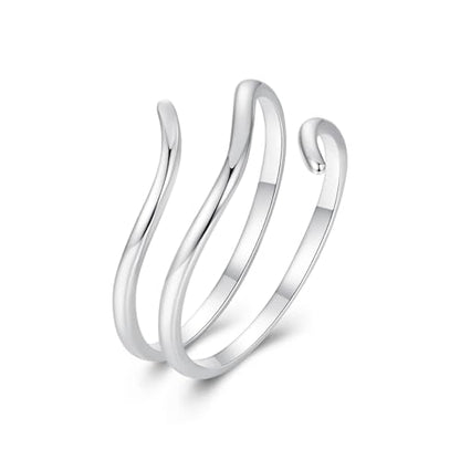 MUNDELL 925 Sterling Silver Simple Multi-layer Leaf Adjustable Ring Green Lucky Leaves Statement Ring for Women Promise Ring Fine Jewelry - color: Size 6-8