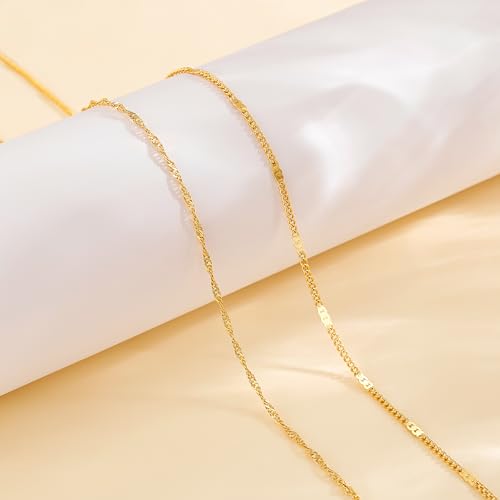 Tewiky Layered Waist Chain for Women, 14K Gold/Silver Plated Belly Chains | Beach Waist Beads Chain, Waterproof Twist Figaro Cuban Body Chain, Summer Jewelry for Women Gifts - color: Gold Waist Chain4