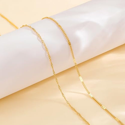 Tewiky Layered Waist Chain for Women, 14K Gold/Silver Plated Belly Chains | Beach Waist Beads Chain, Waterproof Twist Figaro Cuban Body Chain, Summer Jewelry for Women Gifts - color: Gold Waist Chain4