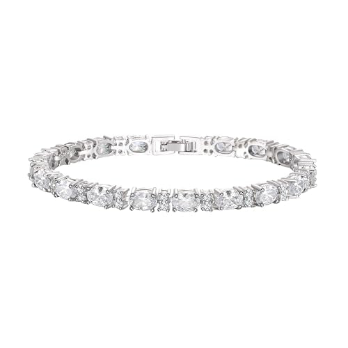 Crysdue Wedding Bridal Bracelets for Brides, Cubic Zirconia Tennis Birthstone Jewelry Gift for Women Prom - style: C_Clear 8“