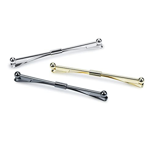 3PCS Men's Classic Tie Clips - Shirt Collar Clip Bar for Necktie - Gold, Silver, Black Tone - Tie Pins, Collar Holder - style: 75mm Length