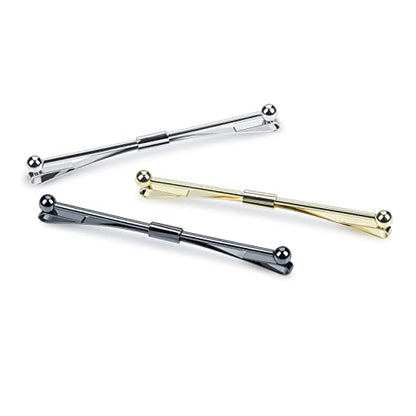 3PCS Men's Classic Tie Clips - Shirt Collar Clip Bar for Necktie - Gold, Silver, Black Tone - Tie Pins, Collar Holder - style: 75mm Length