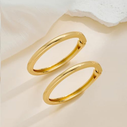 Gold Bangle Bracelets for Women Cuff Stackable Waterproof Non Tarnish Bracelet Stack Silver Plated 14k Chunky Bangles Jewelry Set for Woman - style: Style 2