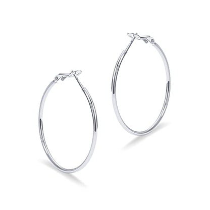 PAVOI Gold Hoop Earrings for Women, 14K Gold Plated Paddle-Back Hoops | Large Hoop Earrings, Lightweight Hoops, Gold Hoops, 925 Sterling Silver Posts - style: 40 Millimeters
