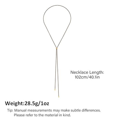 Gold Silver Necklace for Women Y Chain Adjustable Gold Long Necklaces Fashion Dainty Jewelry - color: black A