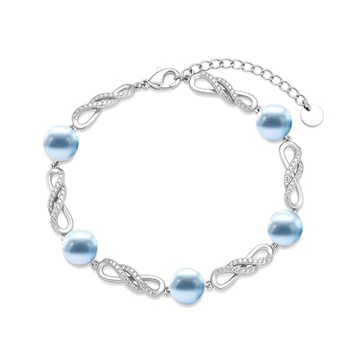 Pearl Bracelet 18K White Gold Plated Infinity Bracelet Jewelry for Women - color: blue