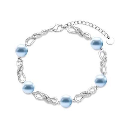 Pearl Bracelet 18K White Gold Plated Infinity Bracelet Jewelry for Women - color: blue