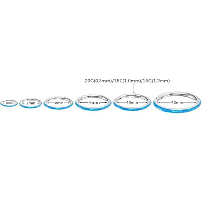 PEAKLINK Hinged Nose Hoop Ring Surgical Steel Conch Cartilage Helix Lobe Earring for Septum Lip Tragus Daith Rook Orbital Belly Nose Piercing Jewelry - color: Silver with Blue Opal