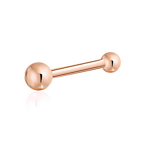 Massete 18k 14k Gold Nose Ring - 20g Nose Stud, Hypoallergenic Threadless Piercings for Women Men, Yellow White Rose Real Gold Standard or Long Nose Rings Studs, CZ or Ball Nose Piercing Jewelry - color: Ball - 14k Rose Gold, size: Standard Length