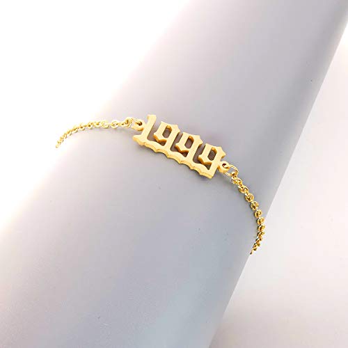 CSIYANJRY99 Birth Year Ankle Bracelets for Women14K Gold Plated Birth Year Number Anklets Adjustable Chain Beach Foot Ankle Bracelets for Women Birthday - style: 1999