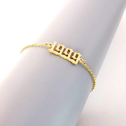 CSIYANJRY99 Birth Year Ankle Bracelets for Women14K Gold Plated Birth Year Number Anklets Adjustable Chain Beach Foot Ankle Bracelets for Women Birthday - style: 1999