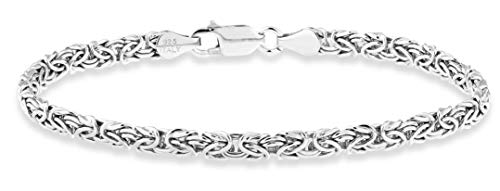 Miabella Italian 925 Sterling Silver 4mm Byzantine Anklet for Women | Ankle Bracelet, 18K Gold Plated Option, Fine Jewelry, Made in Italy - color: sterling silver, size: Length 11 Inches (Large)