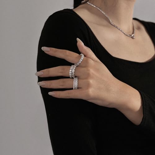 DIAMONBLISS Marilyn Monroe Princess Cut Eternity Ring | Solid 925 Sterling Silver Infinity Band for Women | 4.75 Carats Cubic Zirconia CZ Simulated Diamond Engagement Ring