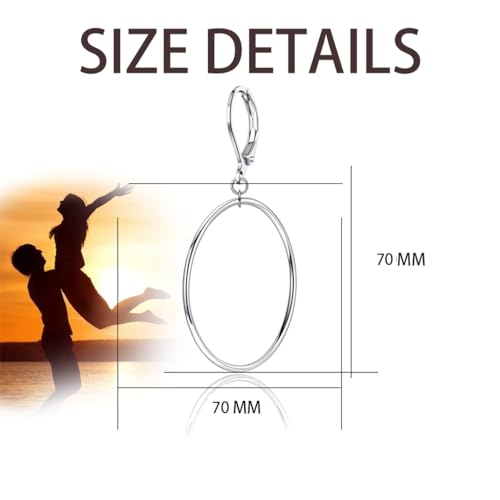 Silver Large Big Circle Hoop Dangle Earrings for Women Hypoallergenic - style: Silver 70mm
