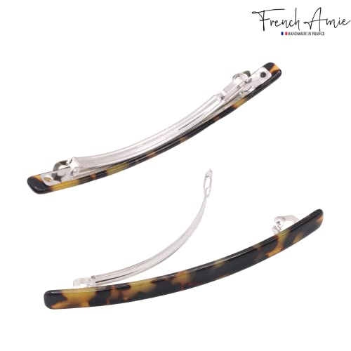 French Amie Long and Thin Large 4 Inch Acetate Hair Clip Barrette | Handmade Shell For Women Girls Teens Adults Everyday Style - color: Tokyo