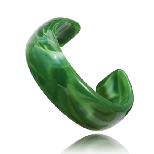Firstmeet Wide Bold Open Cuff Acrylic Bangle - Oversized Statement Bracelet for Edgy Style - color: Green