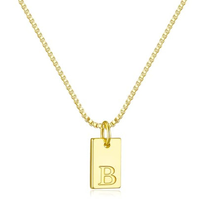 Initial Necklaces for Women 14K Gold Plated Letter Necklace Dainty Waterproof Pendant Necklace Personalized Gifts Trendy Gold Jewelry - color: B