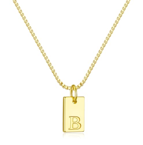 Initial Necklaces for Women 14K Gold Plated Letter Necklace Dainty Waterproof Pendant Necklace Personalized Gifts Trendy Gold Jewelry - color: B