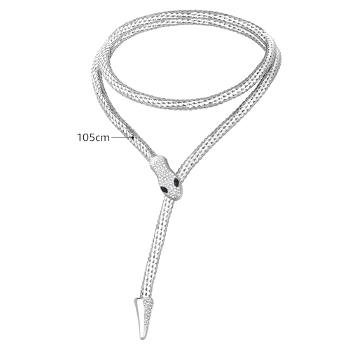 Bendable Snake Chain Necklace for Women Arm Cuff Flexible Twisty Multi-purpose DIY Bracelet and Punk Choker Trendy Medusa Snake Jewelry Gift - style: Zirconia Silver