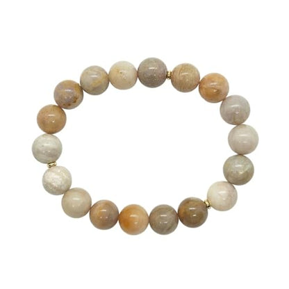 CoralTalks 12mm Handmade Natural Coral Jade Precious Round Beads Stretch Bracelet Unisex Adjustable Size