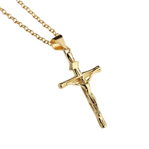 Amy & Annette 14k Gold or Sterling Silver Crucifix Cross Pendant Necklace - color: 14K Gold Plated