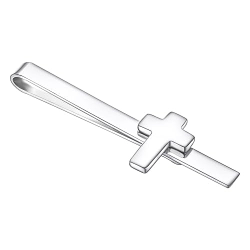 Gold Black Silver Cross Tie Clips For Men Unique Christian Catholic Tie Clip Cross Accessories For Men - style: silver crucifix tie clip