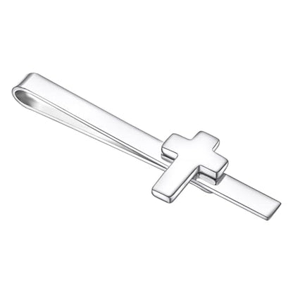 Gold Black Silver Cross Tie Clips For Men Unique Christian Catholic Tie Clip Cross Accessories For Men - style: silver crucifix tie clip
