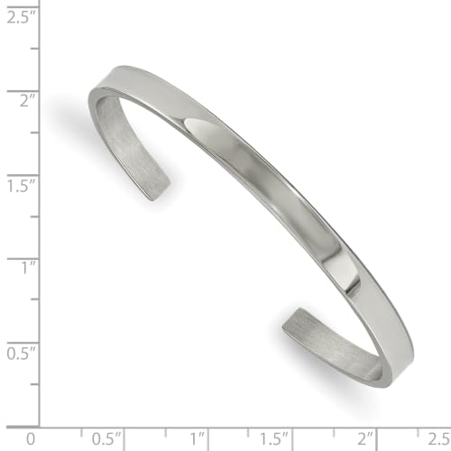 Chisel Polished Cuff Bangle in Stainless Steel, 5mm