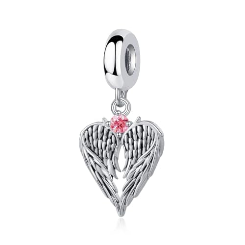TCHYUN Spread Angle Wings Dangle Charm 12 Birthstone Bead for Pandora Bracelet Women Gift - style: Oct
