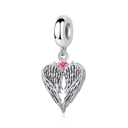 TCHYUN Spread Angle Wings Dangle Charm 12 Birthstone Bead for Pandora Bracelet Women Gift - style: Oct