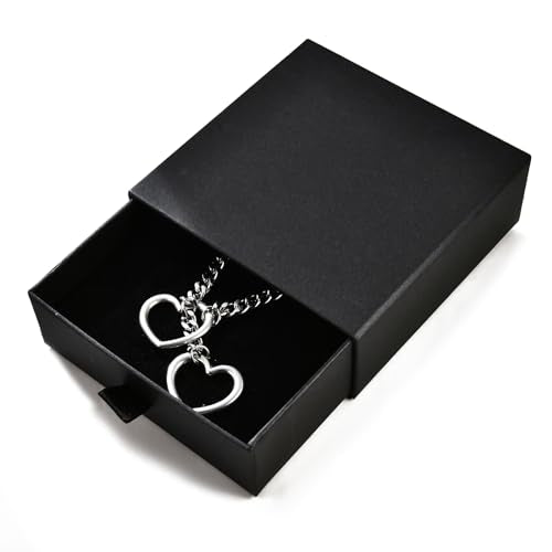 Qitian Stainless Steel Adjustable Lariat Y-Necklace for Men,Punk Gothic Cuban Necklace Jewelry,Heart O-ring Slip Chain Necklace for Women - color: Silver