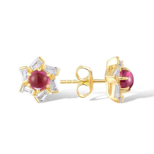 Santuzza Sterling Silver Gemstone Flower Earrings for Women - color: [A]Orchid-Red