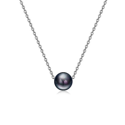 925 Sterling Silver Black Pearl Necklace Choker Jewelry Birthday Gifts for Women - style: Black Pearl