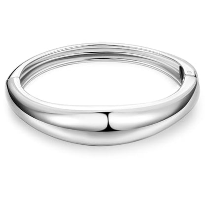 NICEIGHT 18K Gold Plated Chunky Bangle Bracelets for Women Gold Wide Cuff Bangle Bracelet Hammered Minimalist Thick Gold Wrist Wrap Bracelets - color: Silver Bold Bracelet