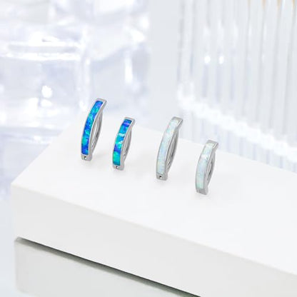 16G Labret Stud, G23 Titanium Vertical Labret Lip Piercing Jewelry, Gold Eyebrow Ring Clicker Belly Button Ring Hoop For Women Men - color: Silver, size: 10mm Blue Opal