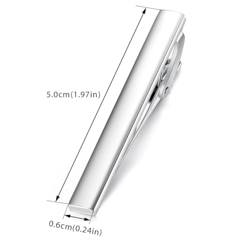 HONEY BEAR 5cm/5.4cm/6cm Mens Tie Clip Bar for Normal Size Steel Business Wedding Gift 1.97"/2.12"/2.36" - style: 5cm Shinny Silver