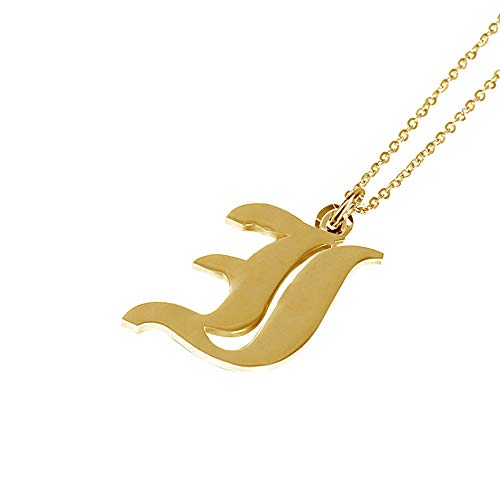 Women's Old English Initial Necklace 18K Gold Plated Stainless Steel Letter Pendant Gift - style: I